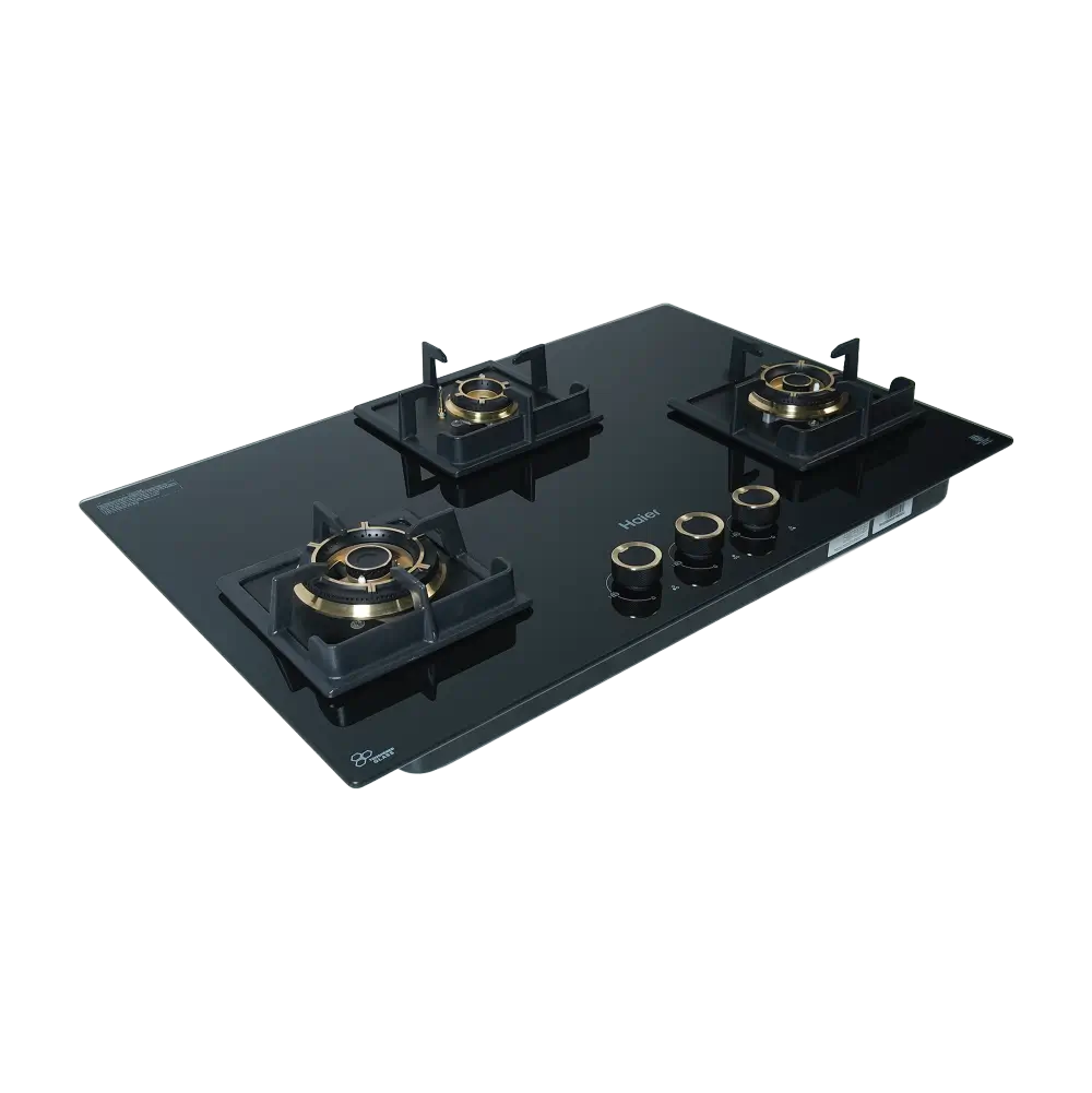 Haier 3 Burner Hybrid-Hob with Full brass burner & metal Knobs
